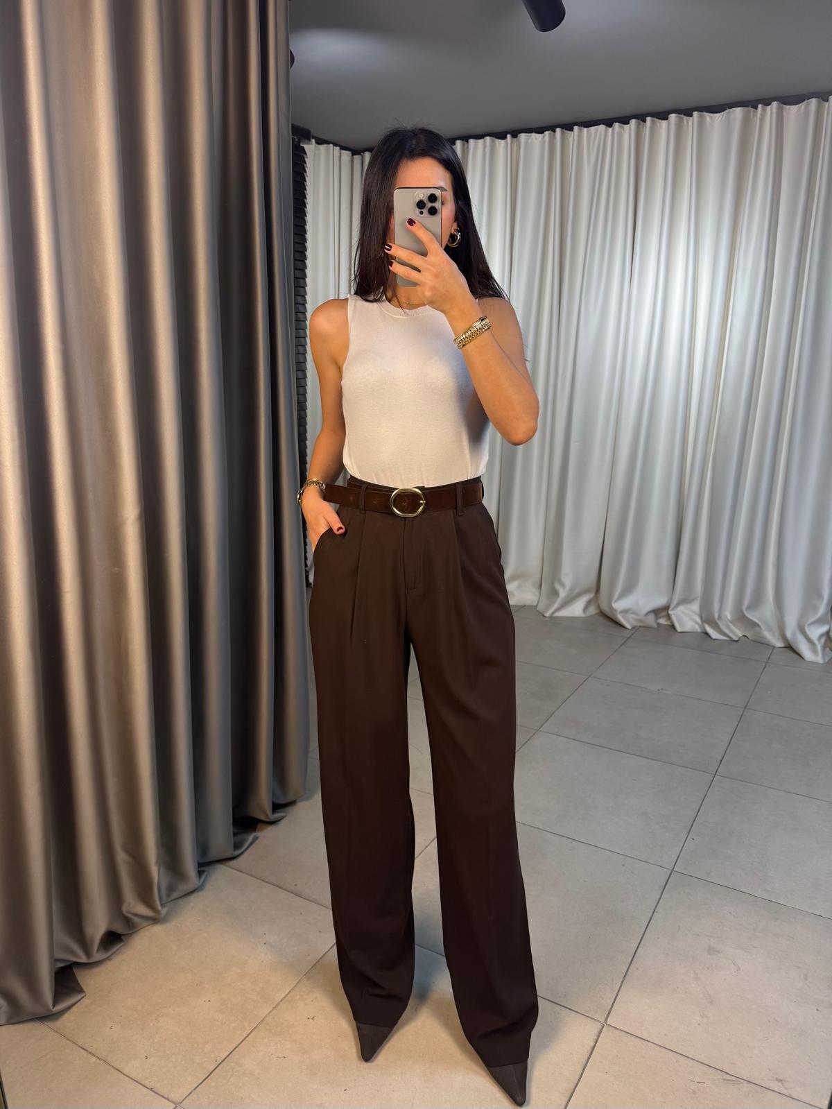 Kendinden Kemerli Kumaş Pantolon