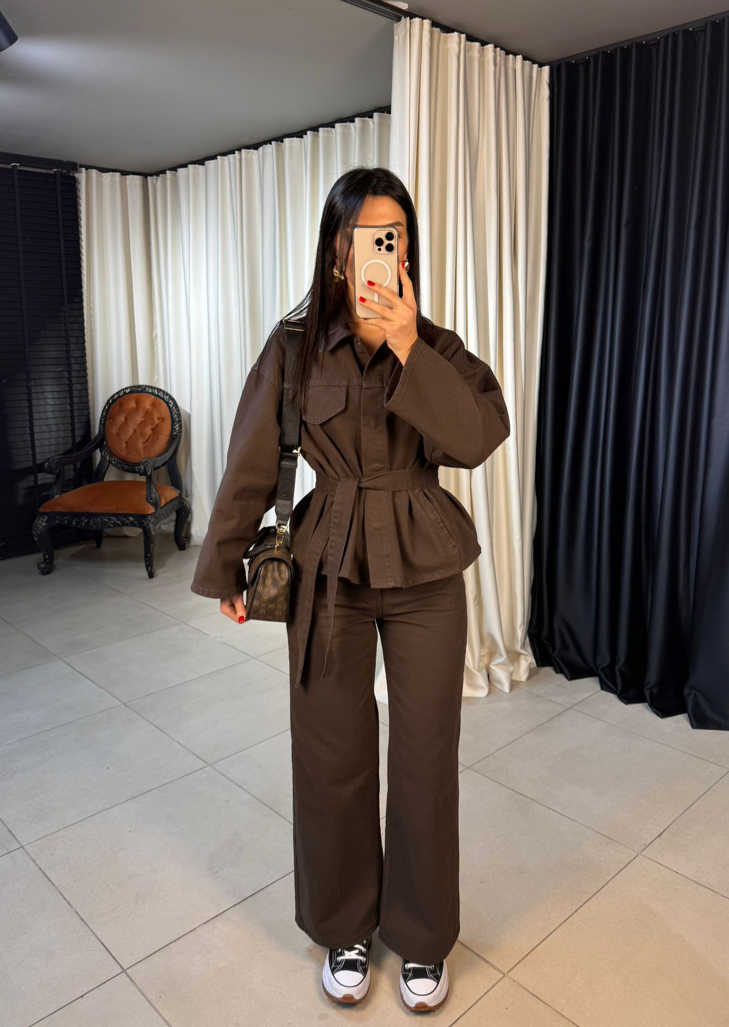 Cep Detaylı Kuşaklı Ceket