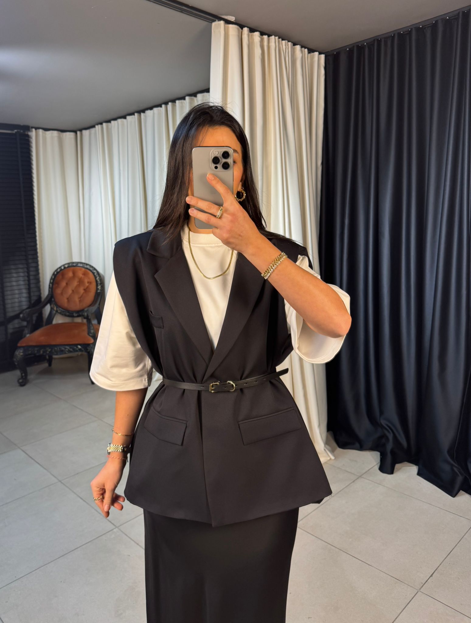 Z*ra Oversize Kemerli Yelek - SİYAH