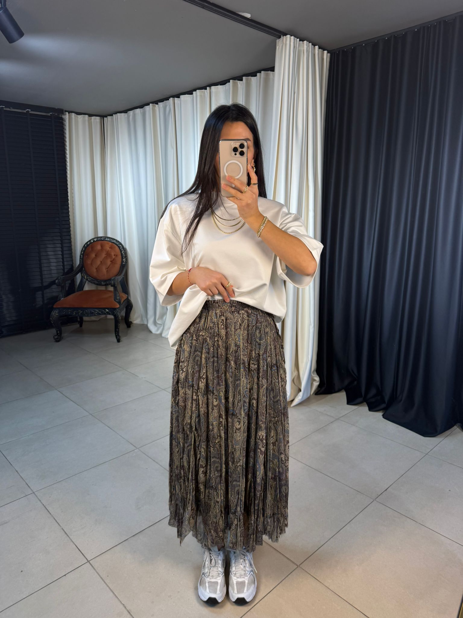 Etnik Desenli Tül Etek