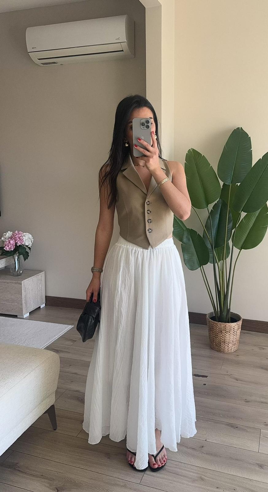 Kendinden Kırışık Astarlı Etek