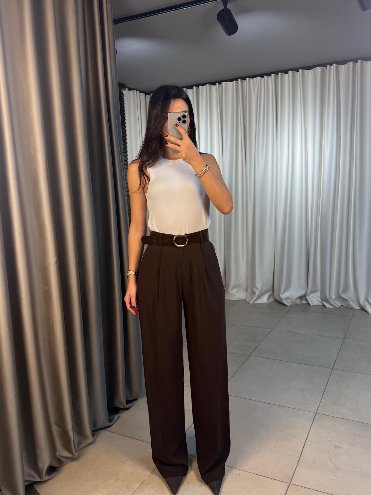 Kendinden Kemerli Kumaş Pantolon