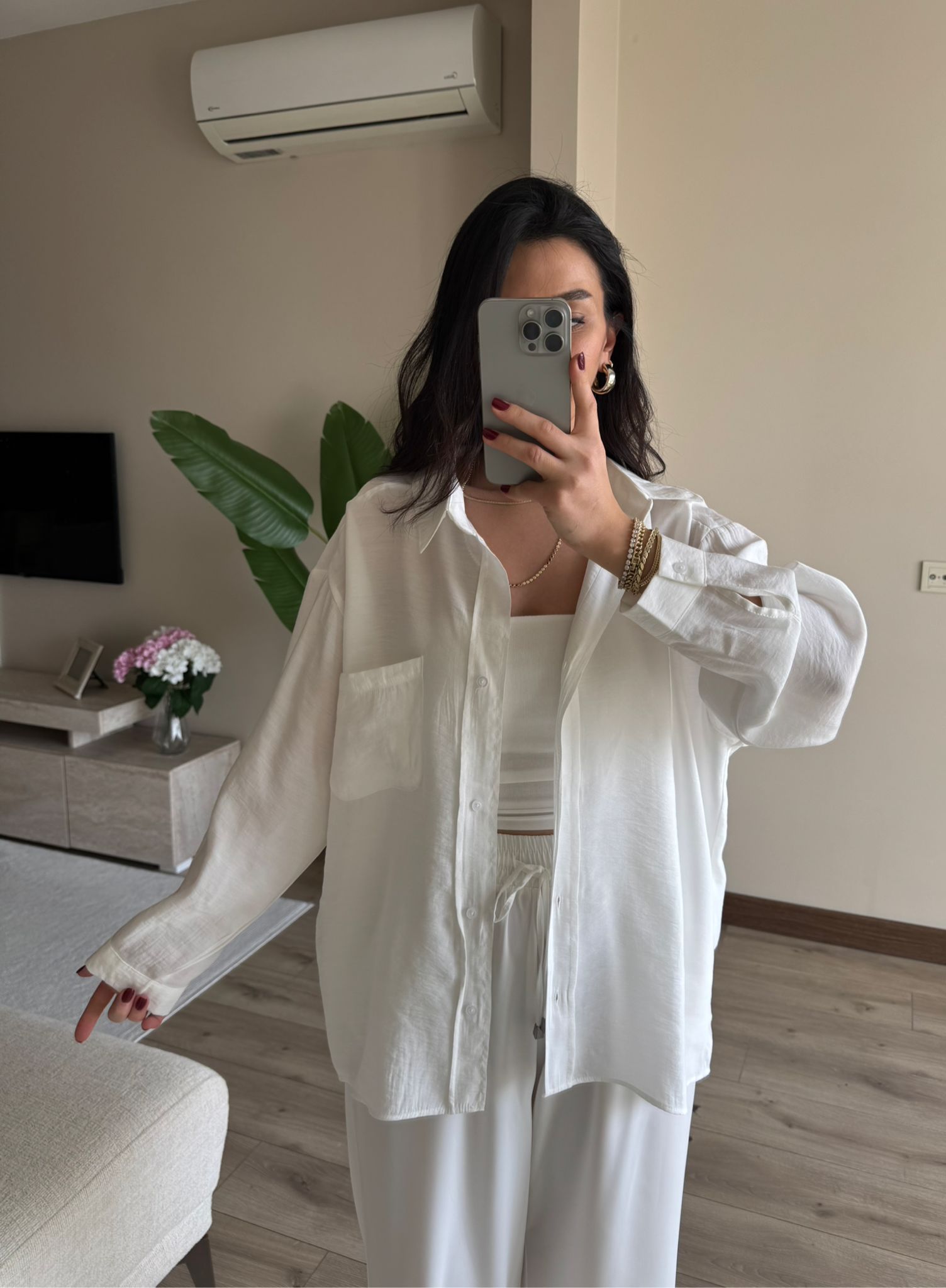 Oversize Tensel Gömlek