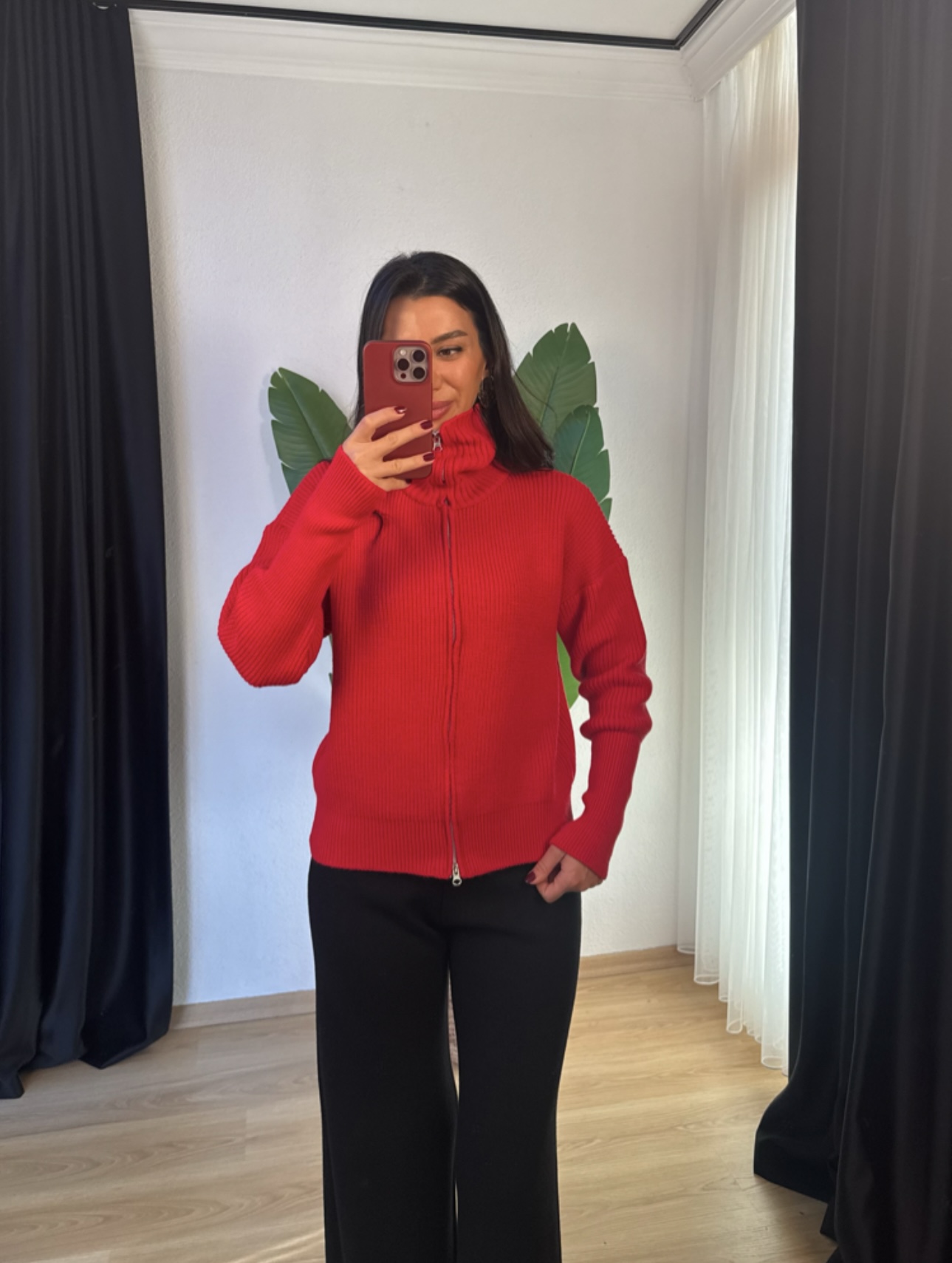 Çift Fermuarlı Örme Triko