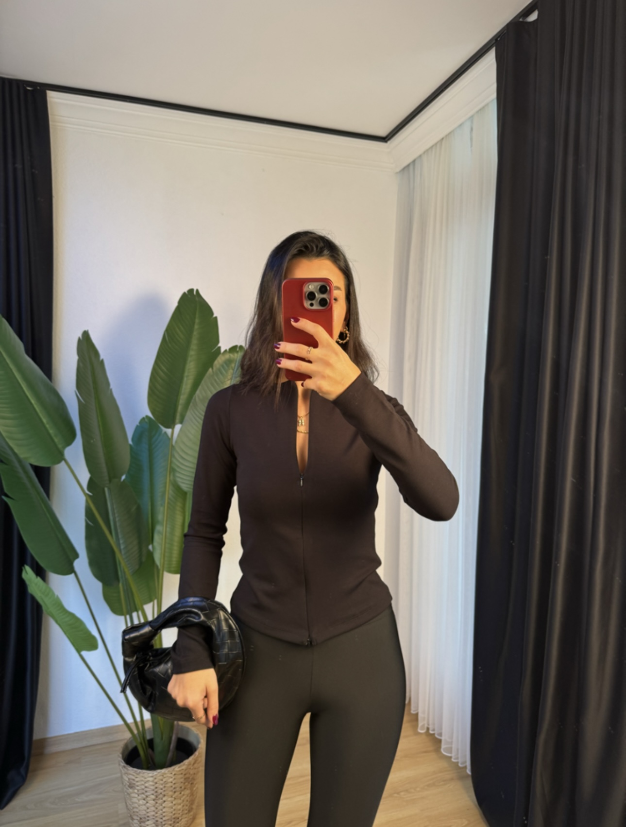 Çift Fermuarlı Basic Bluz