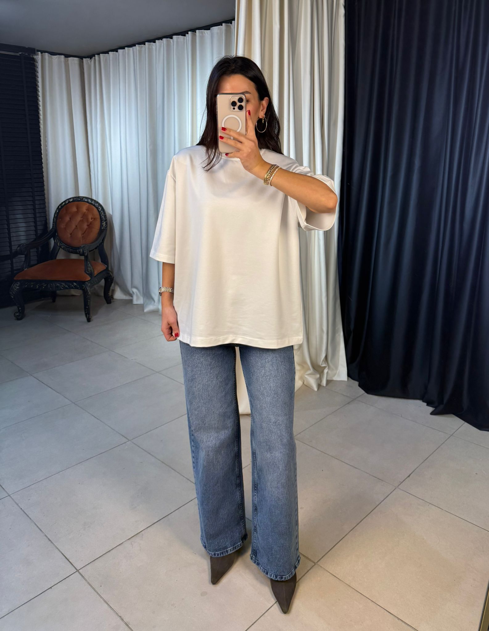 Vatkalı Bisiklet Yaka Oversize Tshirt