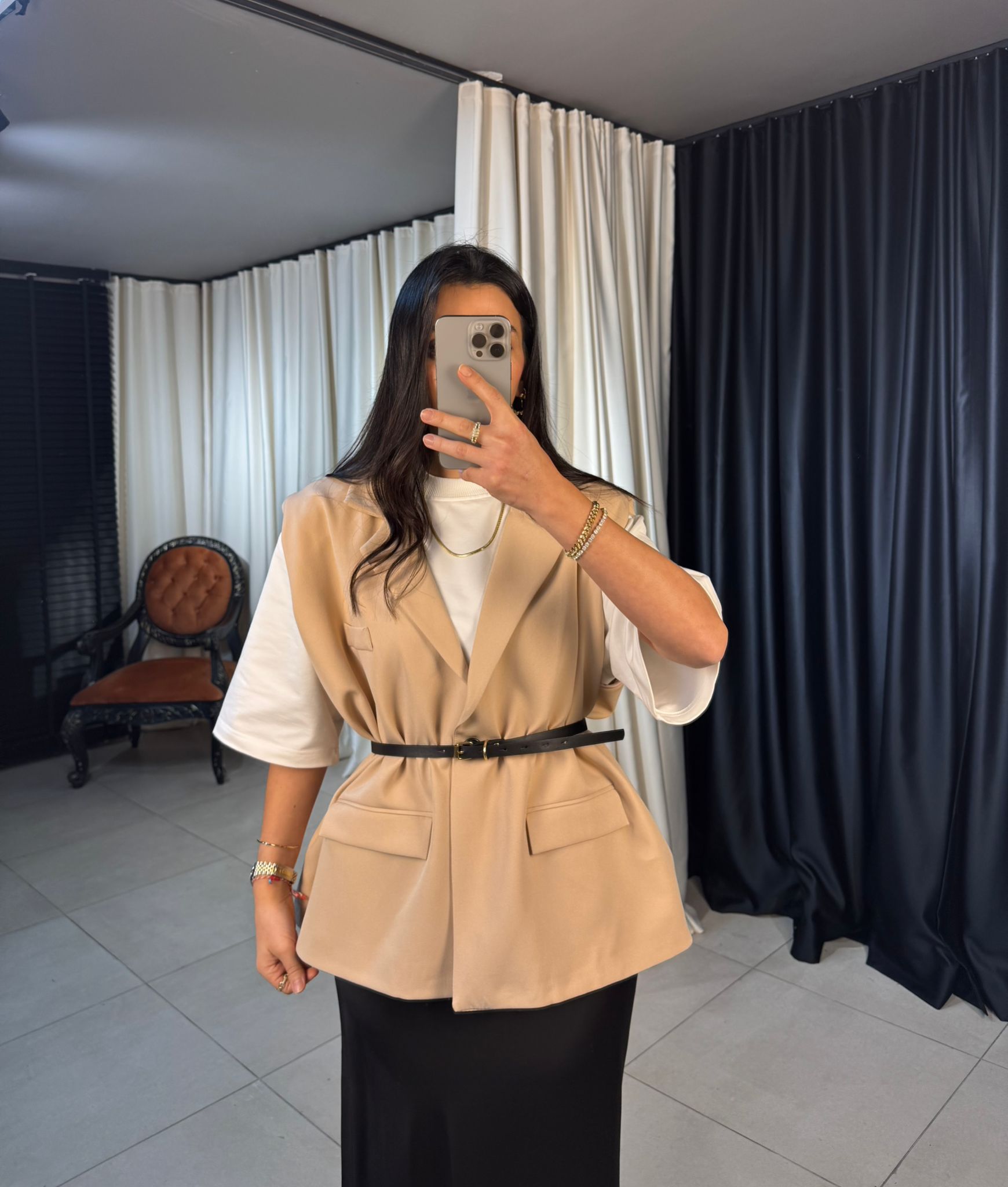 Z*ra Oversize Kemerli Yelek - TAŞ