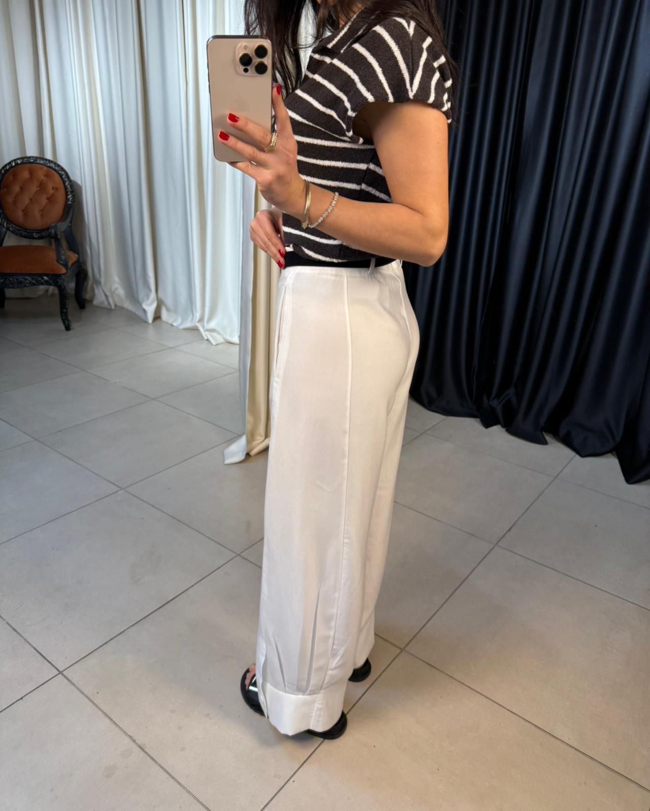 Tensel Paçası Düğmeli Pantolon