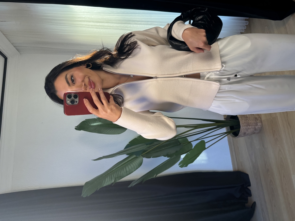 Çift Fermuarlı Örme Triko