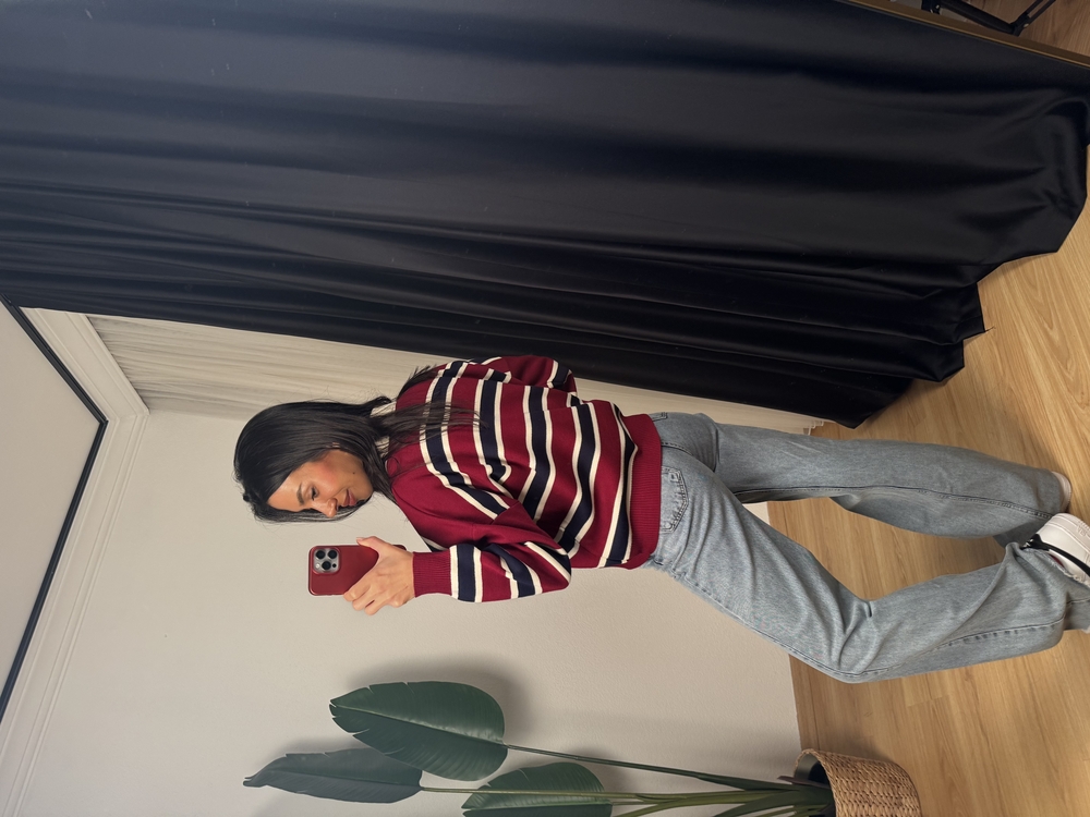 Polo Yaka Çizgili Triko