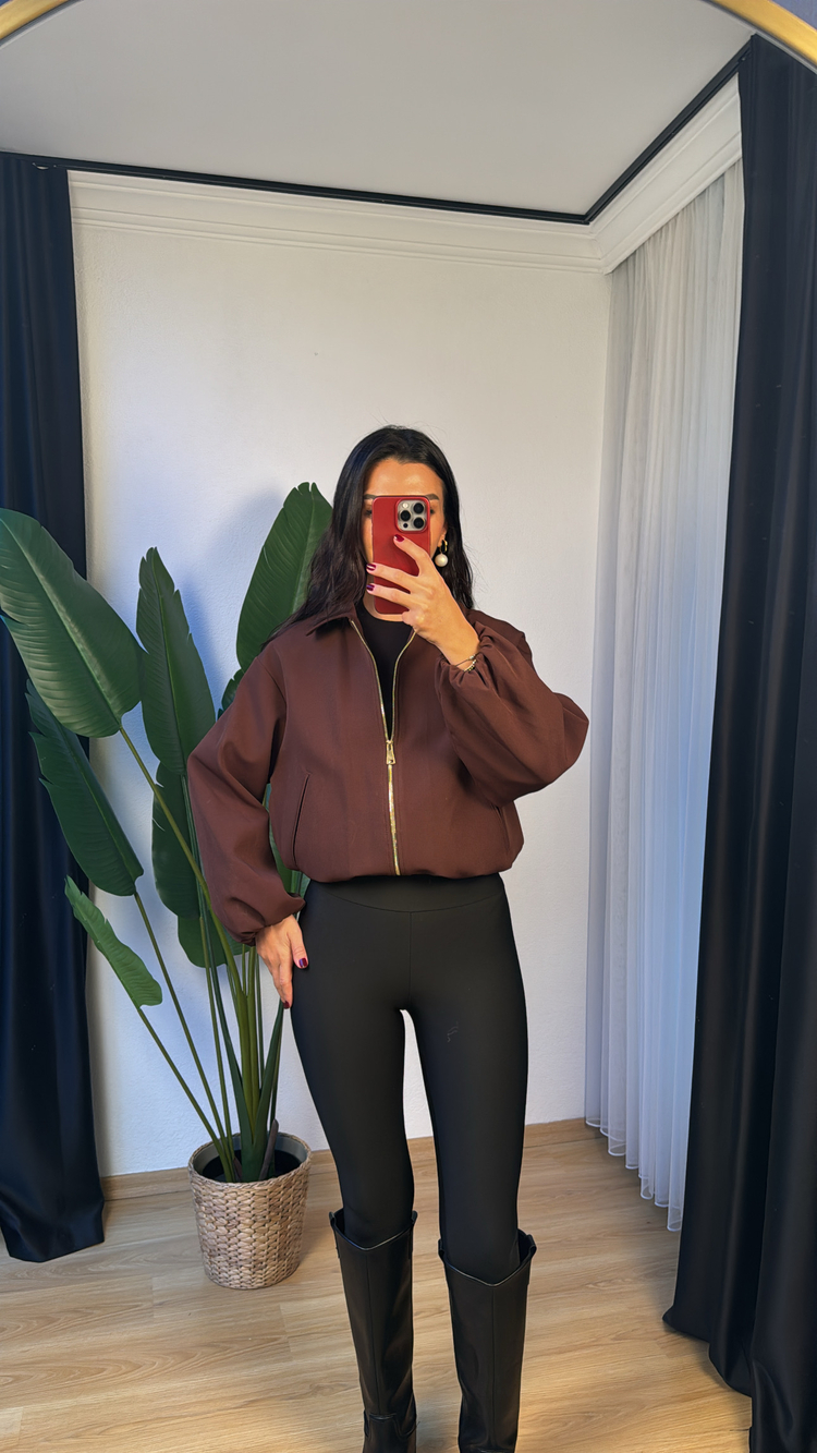 Gold Fermuarlı Bomber Ceket