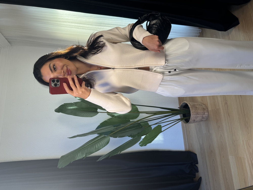 Çift Fermuarlı Örme Triko