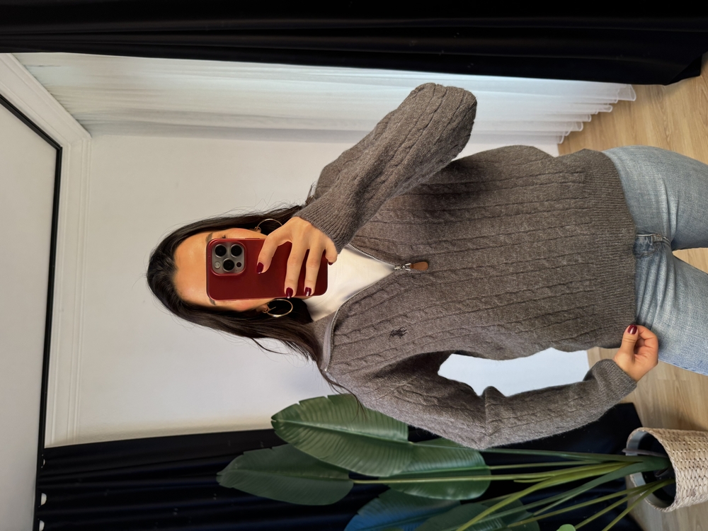 Dik Yaka Yarım Fermuarlı P*lo Kazak