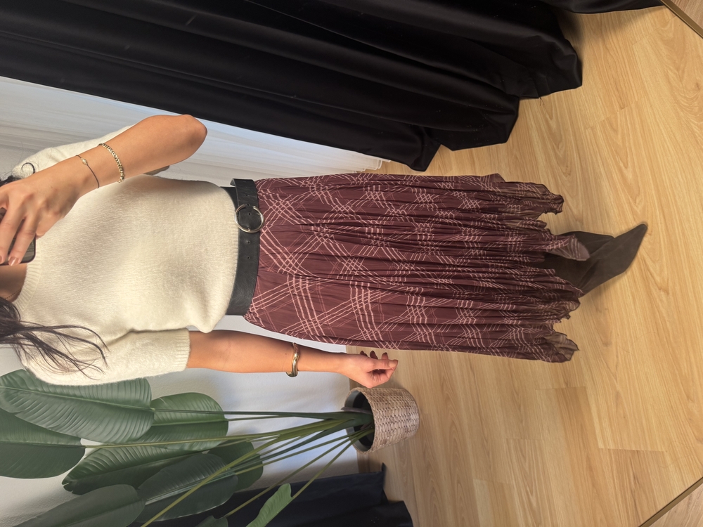 Ekose Şifon Midi Etek